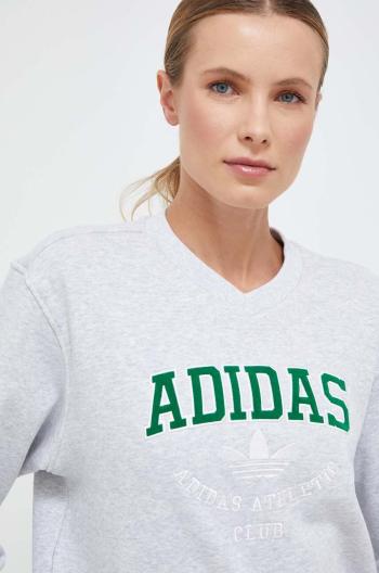 Bavlnená mikina adidas Originals dámska, šedá farba, melanžová