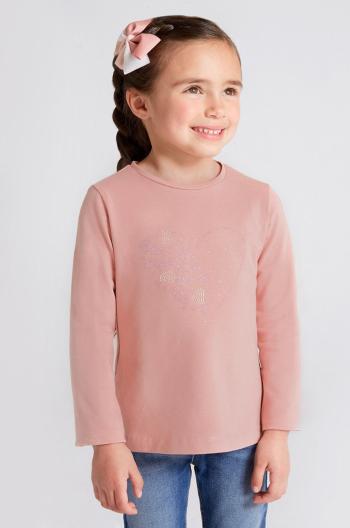 Detská bavlnená košeľa s dlhým rukávom Mayoral ružová farba,