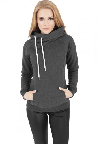 Urban Classics Ladies Raglan High Neck Hoody charcoal - S