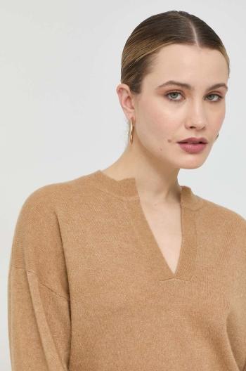 Vlnený sveter BOSS dámsky, béžová farba, tenký