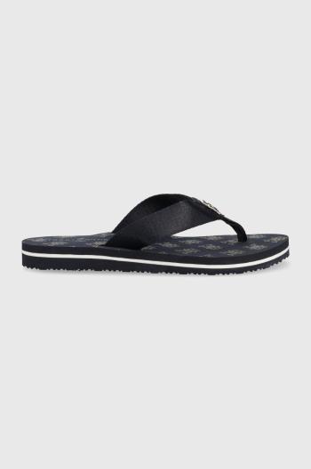 Žabky Tommy Hilfiger TH ELEVATED FLIP FLOP dámske, tmavomodrá farba, na plochom podpätku, FW0FW07420