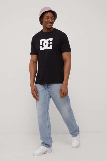 Bavlnené tričko DC čierna farba, s potlačou