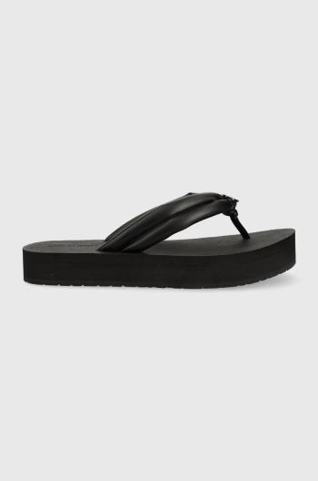 Žabky Calvin Klein FLATFORM FLIP FLOP W/HW dámske, čierna farba, na platforme, HW0HW01503