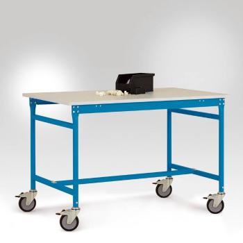 Manuflex LB4088.5012 ESD príručný stolík BASIS mobilný s melamínovou doskou v svetlo modrej RAL 5012, š xhxv: 2000 x 800