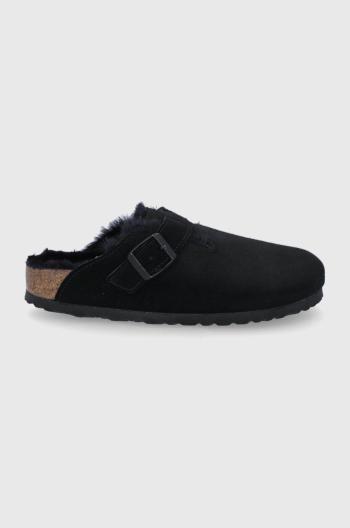 Semišové papuče Birkenstock čierna farba