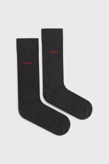 Ponožky HUGO (2-pak) pánske, šedá farba