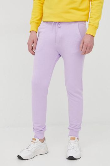 Bavlnené nohavice United Colors of Benetton pánske, fialová farba, jednofarebné