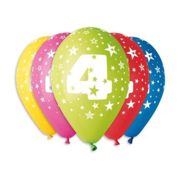Balónky potisk čísla "4" - 5ks v bal. 30cm - SMART