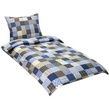 Bellatex obliečky flanel 12/538 modrý patchwork 140 × 200, 70 × 90 (8114)