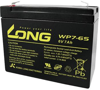 Long WP7-6S WP7-6S olovený akumulátor 6 V 7 Ah olovený so skleneným rúnom (š x v x h) 116 x 99 x 50 mm plochý konektor 4