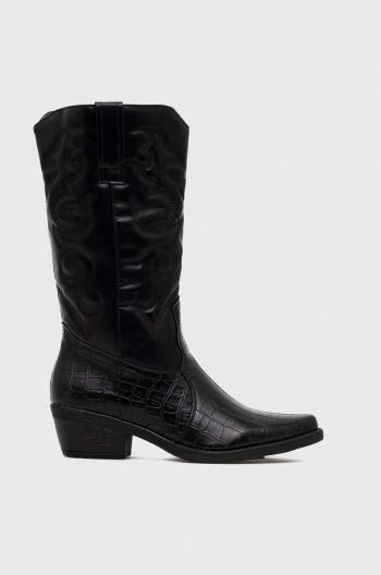 Kovbojské topánky Answear Lab dámske, čierna farba, na plochom podpätku, jemne zateplené