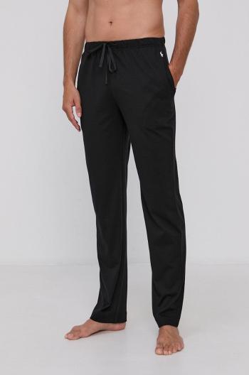 Pyžamové nohavice Polo Ralph Lauren pánske, čierna farba, jednofarebné