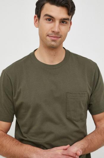 Bavlnené tričko GAP zelená farba, jednofarebné