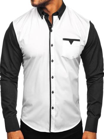 Čierna pánska elegantná košeľa s dlhými rukávmi Bolf 5726-1