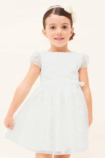 Dievčenské šaty Mayoral biela farba, mini, áčkový strih