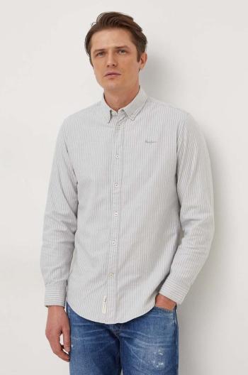 Bavlnená košeľa Pepe Jeans PAT pánska, zelená farba, regular, s golierom button-down, PM308275