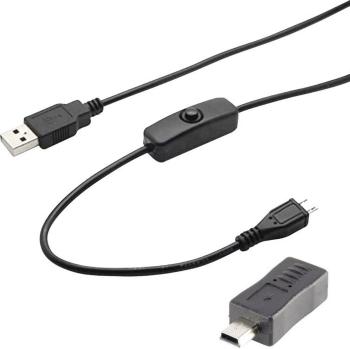 Renkforce #####USB-Kabel USB 2.0 #####USB-A Stecker, #####USB-Mini-B Stecker 1.50 m čierna vr. spínače ZAP / VYP