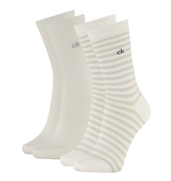 CALVIN KLEIN - 2PACK white stripes ponožky z organickej bavlny-UNI