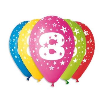 Balónky potisk čísla "8" - 5ks v bal. 30cm - SMART