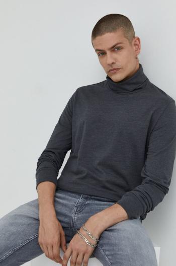 Tričko s dlhým rukávom Produkt by Jack & Jones pánske, šedá farba, jednofarebné