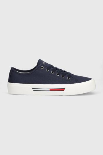 Tenisky Tommy Jeans CANVAS SNEAKER pánske, tmavomodrá farba, EM0EM01299