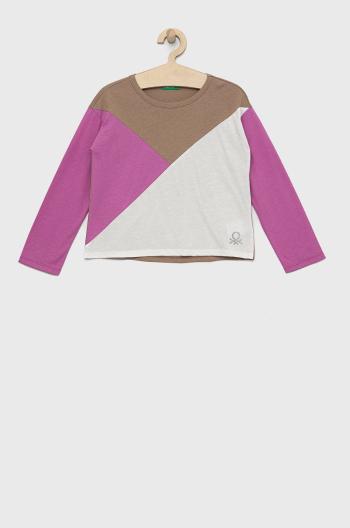 Detská bavlnená košeľa s dlhým rukávom United Colors of Benetton biela farba,