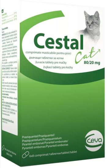 CESTAL Cat žuvacie tablety na odčervenie mačky 48tbl