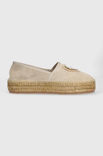 Espadrilky Love Moschino béžová farba, na platforme, JA10443G0GIG0104