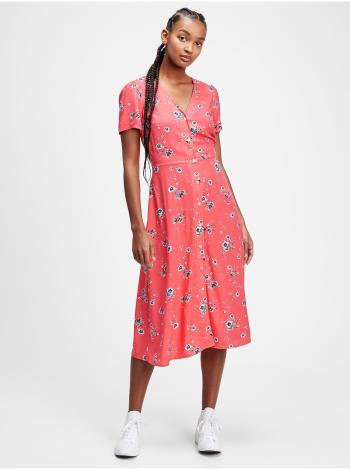 Šaty button-front midi dress Ružová