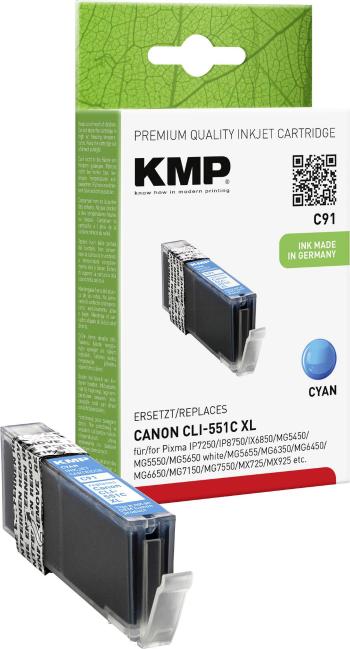 KMP Ink náhradný Canon CLI-551C, CLI-551C XL kompatibilná  zelenomodrá C91 1519,0003