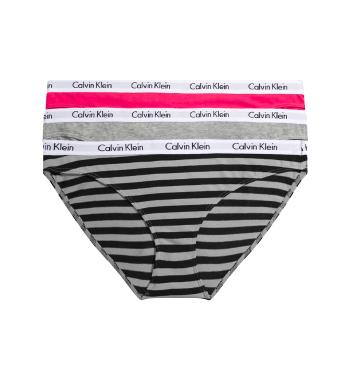 CALVIN KLEIN - nohavičky 3PACK cotton stretch pink & stripe silver color - limited edition-XL