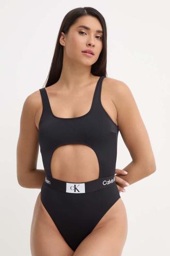 Jednodielne plavky Calvin Klein čierna farba,jemne vystužený košík,KW0KW02357