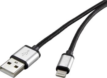 Dátový / nabíjací kábel pre Apple 1x Lightning ⇔ 1x USB 2.0, RENKFORCE, šedá, 1.50 m