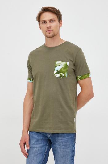 Bavlnené tričko Lindbergh zelená farba, vzorované