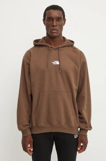 Bavlnená mikina The North Face Zumu Hoodie pánska, hnedá farba, s kapucňou, s potlačou, NF0A89FJ1OI1