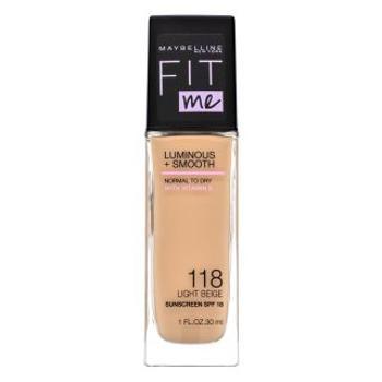 Maybelline Fit Me! Luminous + Smooth Foundation tekutý make-up pre zjednotenú a rozjasnenú pleť 118 Light Beige 30 ml