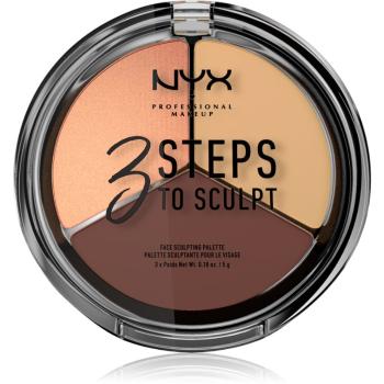 NYX Professional Makeup 3 Steps To Sculpt kontúrovacia paletka na tvár odtieň 03 Medium 15 g