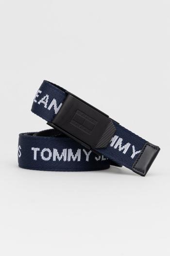 Opasok Tommy Jeans Rev Webbing pánsky, tmavomodrá farba