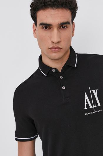 Polo tričko Armani Exchange pánske, čierna farba, s nášivkou