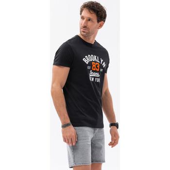 Ombre  Tričká s krátkym rukávom Pánske bavlnené tričko s potlačou - čierne V4 OM-TSPT-0126  viacfarebny