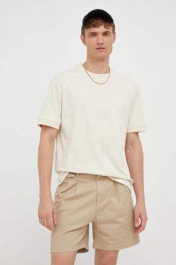 Bavlnené tričko Marc O'Polo béžová farba, jednofarebné