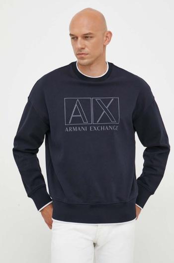 Mikina Armani Exchange pánska, tmavomodrá farba, s potlačou