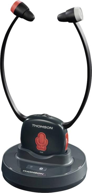 Thomson WHP6309BT Bluetooth, káblové Hi-Fi štupľové slúchadlá do uší regulácia hlasitosti sivá, červená