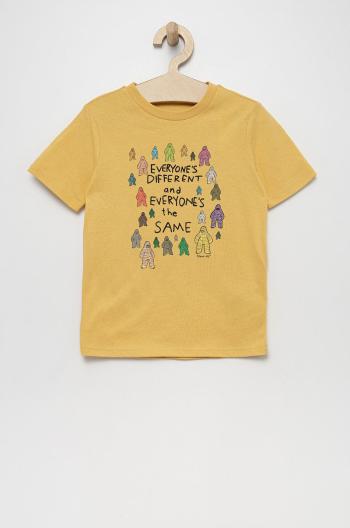Detské tričko GAP žltá farba, s potlačou