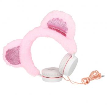 MG Plush Bear plyšové slúchadlá s ušami, ružové