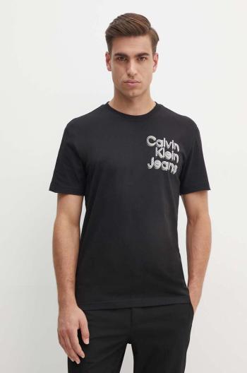 Bavlnené tričko Calvin Klein Jeans pánske, čierna farba, s potlačou, J30J325680