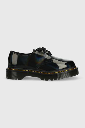 Kožené poltopánky Dr. Martens 1461 Bex dámske, čierna farba, na plochom podpätku, DM30563001