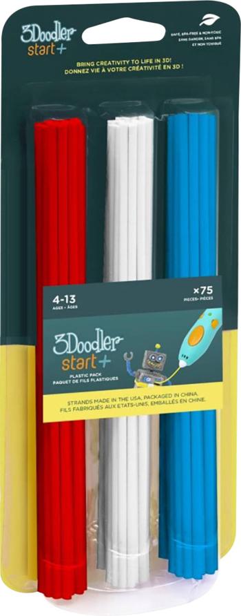 3Doodler 3DS-ECO-MIX1-75 Start Mix 1 vlákno pre 3D tlačiarne PLA plast     červená, biela, modrá  75 ks