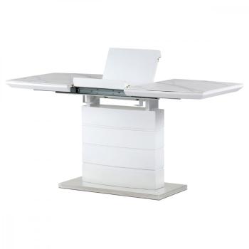 AUTRONIC HT-424M WT Jedálenský stôl 120+40x70 cm, keramická doska biely mramor, MDF, biely matný lak