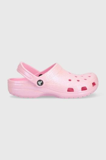 Šľapky Crocs Classic Glitter Clog dámske, ružová farba, 205942